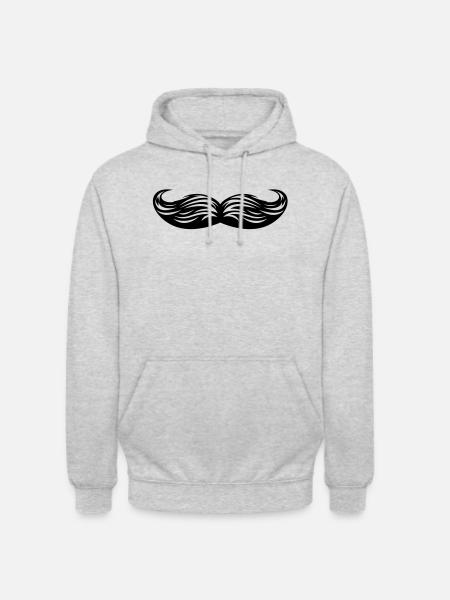 Moustache - Oberlippenbart - Unisex Hoodie - Hellgrau meliert