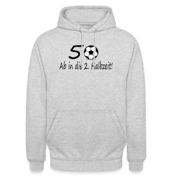 50. Geburtstag Fußball Shirt - Unisex Hoodie - Hellgrau meliert - Vorne - Alina (178cm) & Michal (187cm)