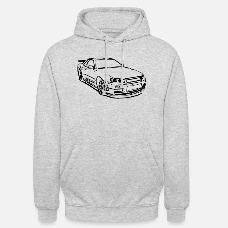 Skyline GTR R34 - Sweat-shirt à capuche unisexe - gris clair chiné