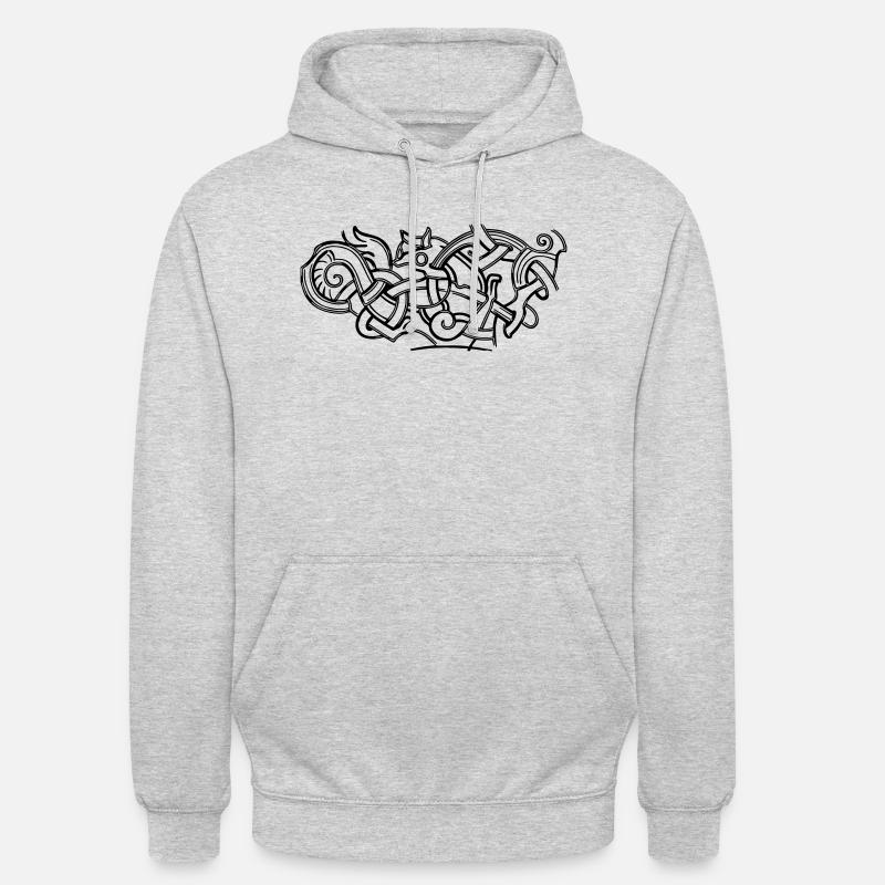 conception d'impression de dessin de symbole celtique antique - Sweat-shirt à capuche unisexe - gris clair chiné