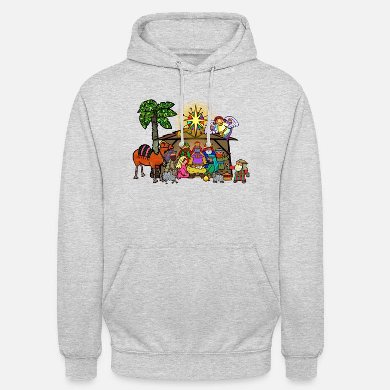 Weihnachtskrippe - Unisex Hoodie - Hellgrau meliert
