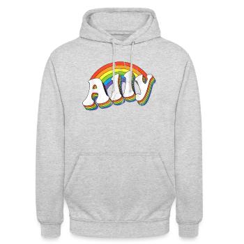 Retro Ally LGBTQ 70s Gay Pride Flag LGBT T Shirt - Unisex Hoodie - Hellgrau meliert - Vorne - Alina (178cm) & Michal (187cm)