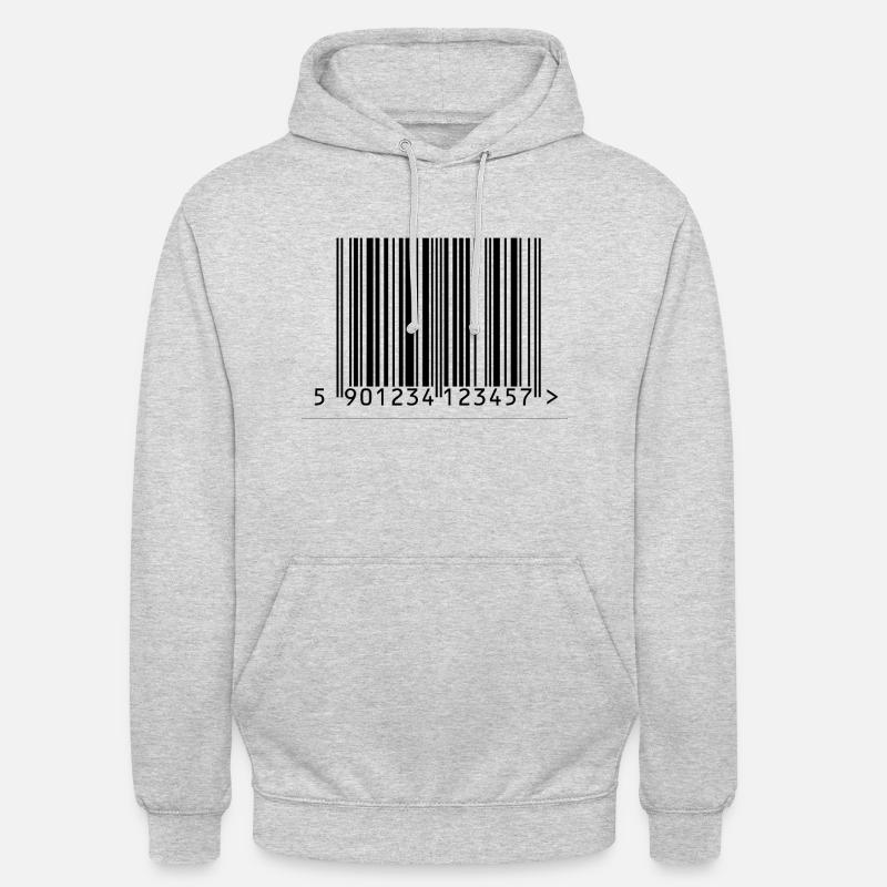 Conception de codes à barres - Sweat-shirt à capuche unisexe - gris clair chiné