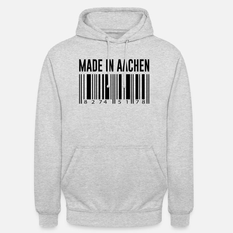 Aachen Deutschland Stadt Strichcode Geschenk - Unisex Hoodie - Hellgrau meliert