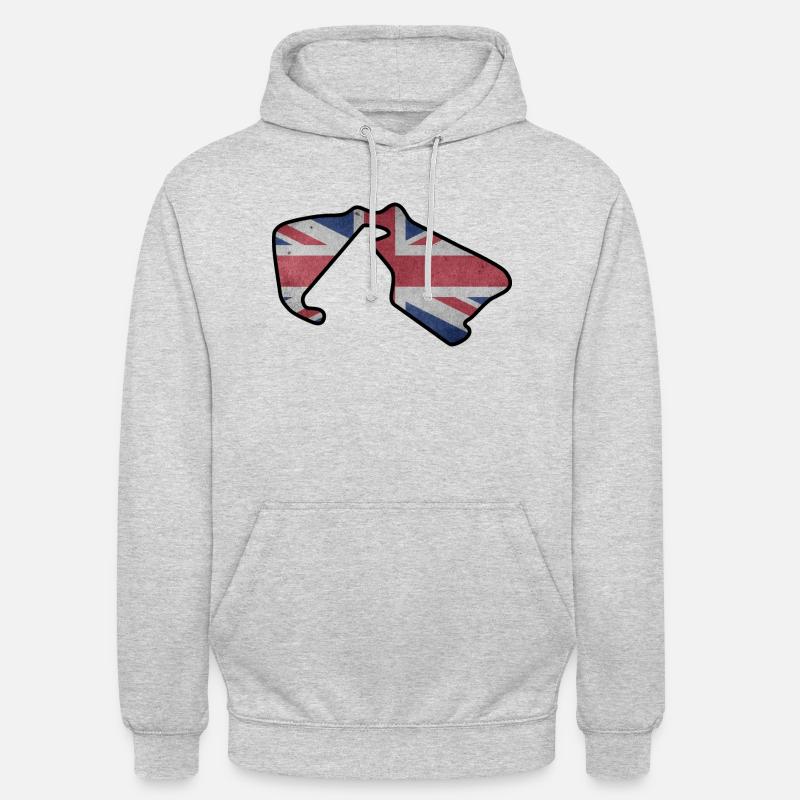 Piste de course de Grande-Bretagne avec drapeau - Sweat-shirt à capuche unisexe - gris clair chiné