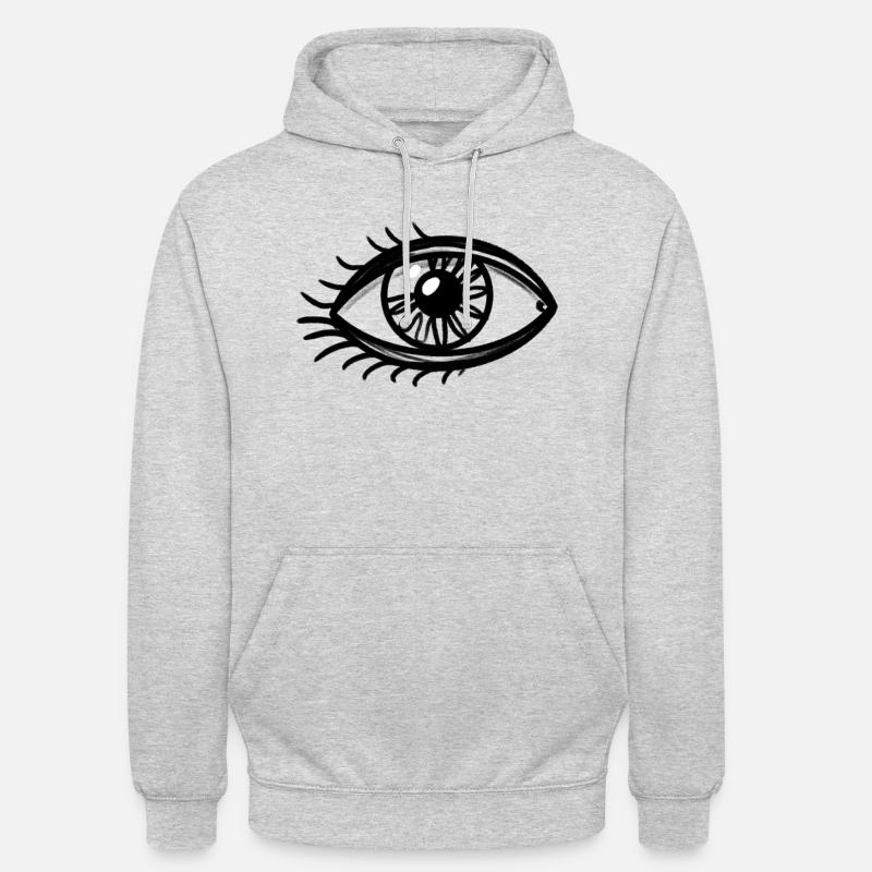 Oeil dessiné à la main - Sweat-shirt à capuche unisexe - gris clair chiné