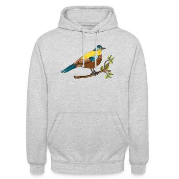 Bunter Vogel - Unisex Hoodie - Hellgrau meliert - Vorne - Alina (178cm) & Michal (187cm)