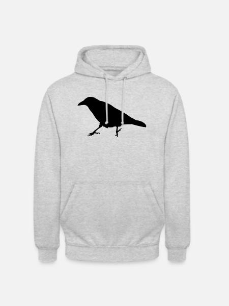 Crow Raven Silhouette - Unisex Hoodie - light heather grey