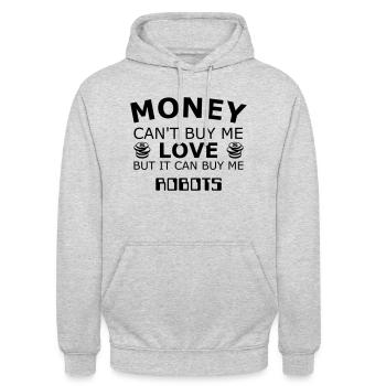 Money can t buy me Robots - Unisex Hoodie - light heather grey - Front - Alina (178cm) & Michal (187cm)