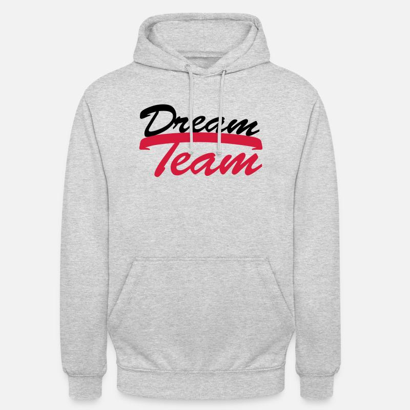 Logo de l'équipe de rêve texte logo design couple - Sweat-shirt à capuche unisexe - gris clair chiné