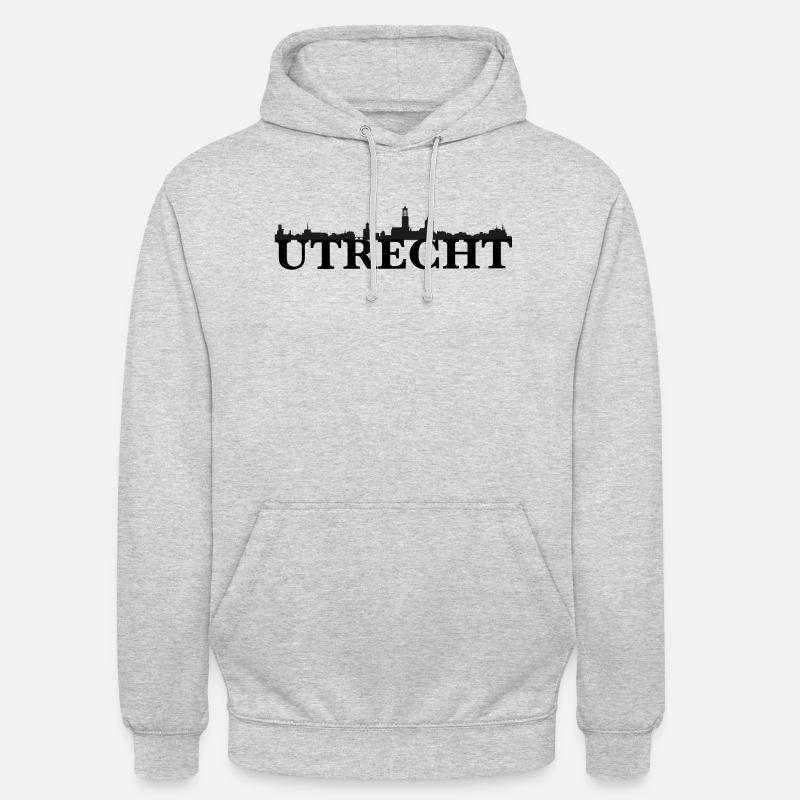 Idée cadeau skyline Utrecht Pays-Bas - Sweat-shirt à capuche unisexe - gris clair chiné