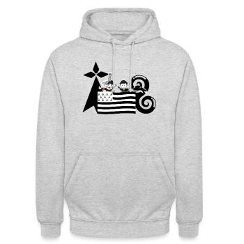 Bretagne gesetzt - Unisex Hoodie - Hellgrau meliert - Vorne - Alina (178cm) & Michal (187cm)