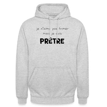 Prêtre cadeau drôle église croyant catholique - Sweat-shirt à capuche unisexe - gris clair chiné - Devant - Alina (178cm) & Michal (187cm)