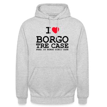 J’aime bourg trois maisons - Sweat-shirt à capuche unisexe - gris clair chiné - Devant - Alina (178cm) & Michal (187cm)