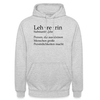 Lehrerin person, die aus kleinen menschen große - Unisex Hoodie - Hellgrau meliert - Vorne - Alina (178cm) & Michal (187cm)