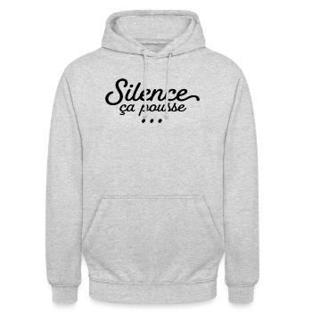 Silence ça pousse - Sweat-shirt à capuche unisexe - gris clair chiné - Devant - Alina (178cm) & Michal (187cm)