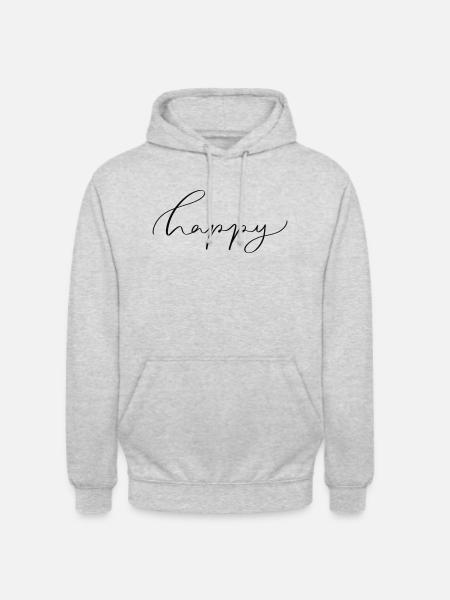 Happy - Unisex Hoodie - Hellgrau meliert