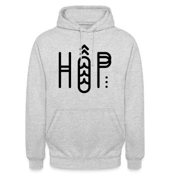 HOP | Hip & Hop | Partnerlook - Unisex Hoodie - Hellgrau meliert - Vorne - Alina (178cm) & Michal (187cm)