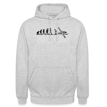evolution Segelflugzeug Segelfliegen Segelflieger - Unisex Hoodie - Hellgrau meliert - Vorne - Alina (178cm) & Michal (187cm)