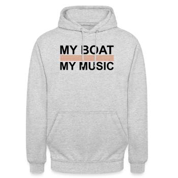 my boat - my music - Sweat-shirt à capuche unisexe - gris clair chiné - Devant - Alina (178cm) & Michal (187cm)
