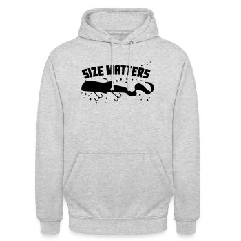 Size Matters - Unisex Hoodie - Hellgrau meliert - Vorne - Alina (178cm) & Michal (187cm)