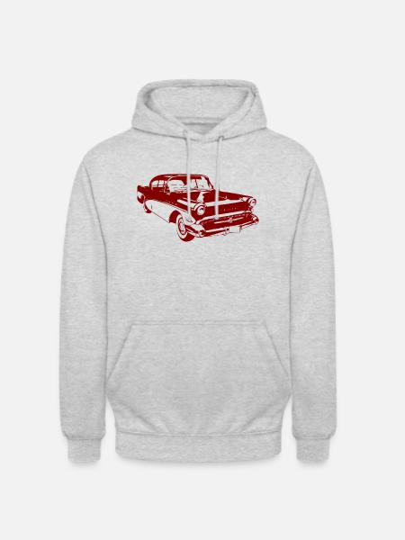 Vintage handelaar - oude auto - rood - Uniseks hoodie - lichtgrijs gemêleerd