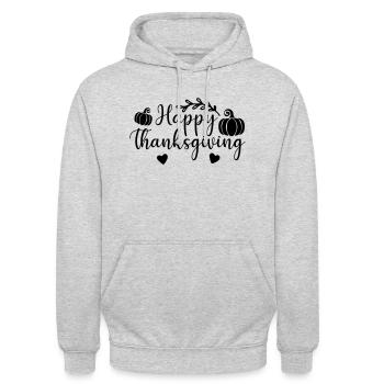 Joyeux Thanksgiving - Sweat-shirt à capuche unisexe - gris clair chiné - Devant - Alina (178cm) & Michal (187cm)