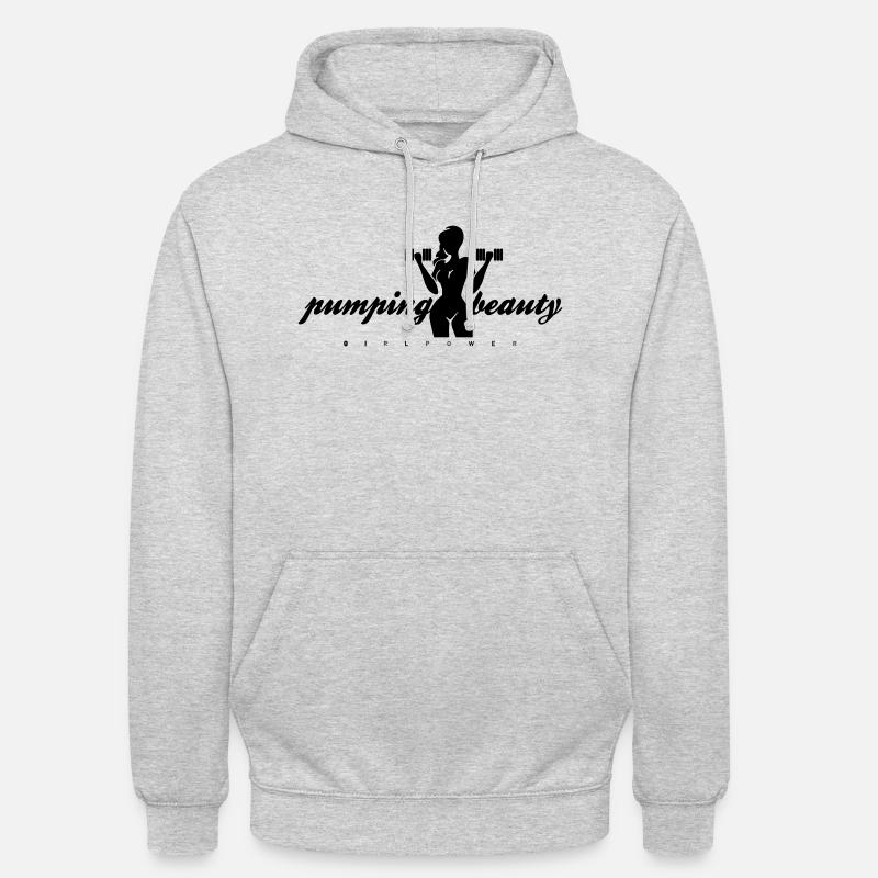 pumping beauty einfarbig - Unisex Hoodie - Hellgrau meliert
