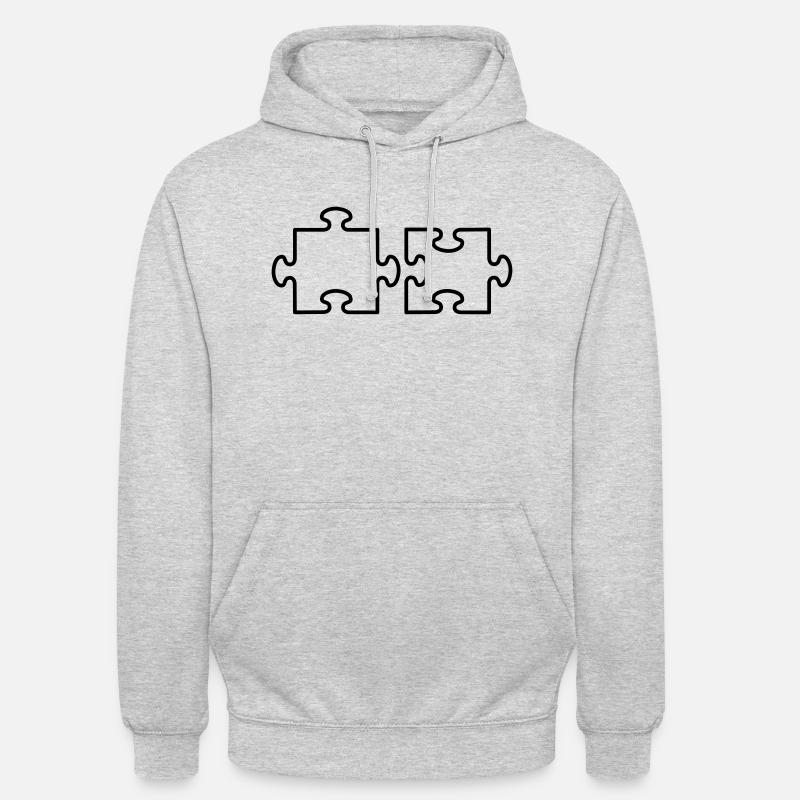 2 Puzzle Teile - Sweat-shirt à capuche unisexe - gris clair chiné
