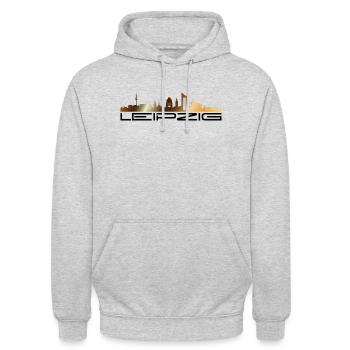 Leipzig Skyline - Unisex Hoodie - Hellgrau meliert - Vorne - Alina (178cm) & Michal (187cm)