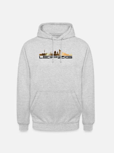 Leipzig Skyline - Unisex Hoodie - Hellgrau meliert