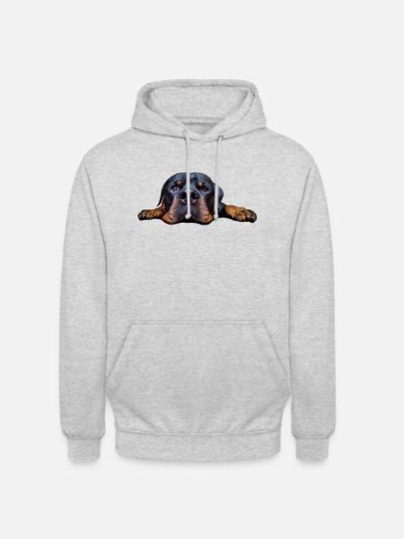 1a Rottweiler Foto groß - Unisex Hoodie - Hellgrau meliert
