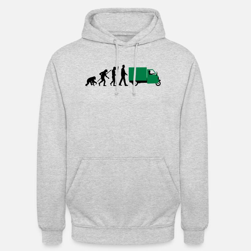 evolution_of_man_Piaggio Ape_092014_a_2c - Unisex Hoodie - Hellgrau meliert