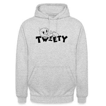 Looney Tunes Titi - Sweat-shirt à capuche unisexe - gris clair chiné - Devant - Alina (178cm) & Michal (187cm)