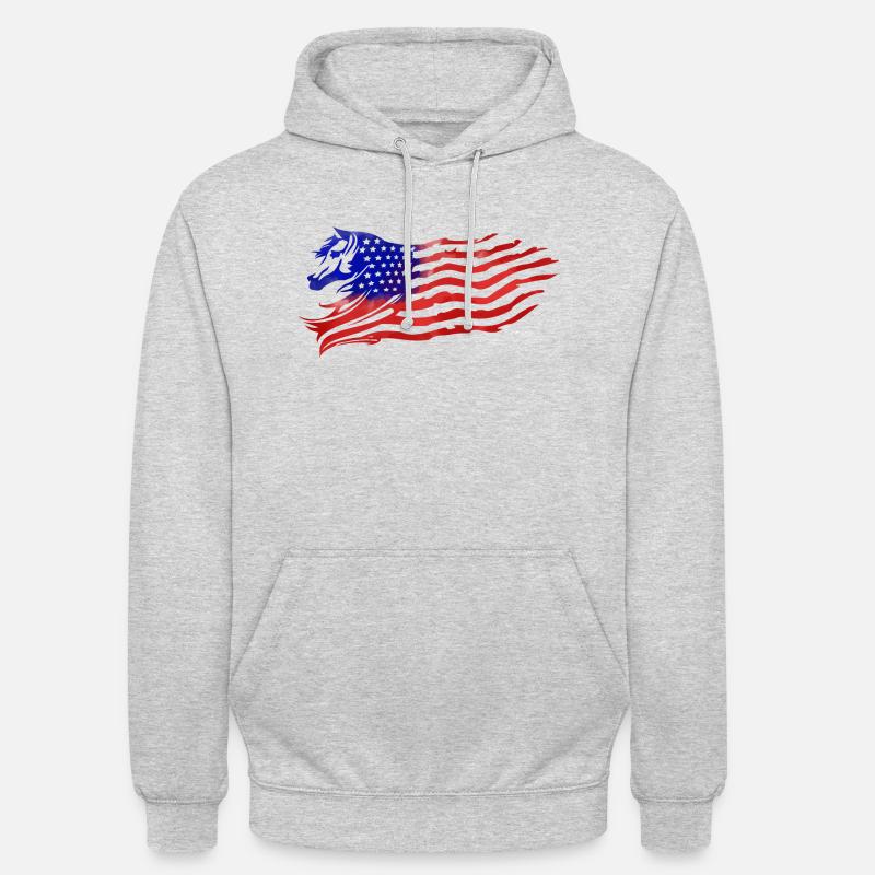 DRAPEAU AVEC CHEVAL - Sweat-shirt à capuche unisexe - gris clair chiné