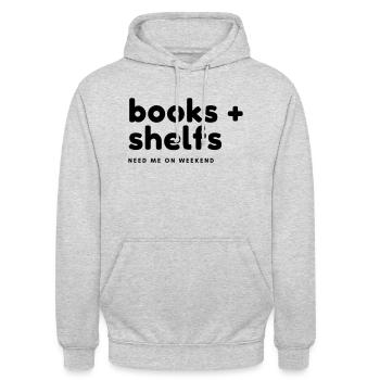 books + shelfs need me on weekend Spruch - Unisex Hoodie - light heather grey - Front - Alina (178cm) & Michal (187cm)
