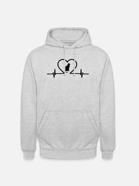 Heart Cat Pulse - Unisex Hoodie - light heather grey