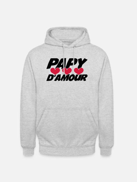 Papy d'amour ! - Sweat-shirt à capuche unisexe - gris clair chiné