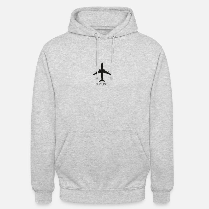 FlyHigh Plane Flugzeug Design - Unisex Hoodie - Hellgrau meliert