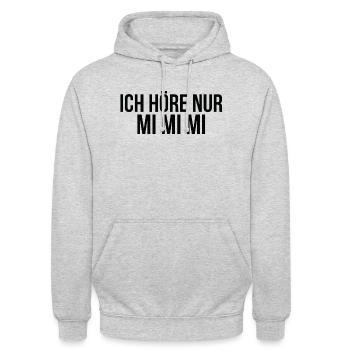 Ich höre nur mi mi mi - Unisex Hoodie - Hellgrau meliert - Vorne - Alina (178cm) & Michal (187cm)