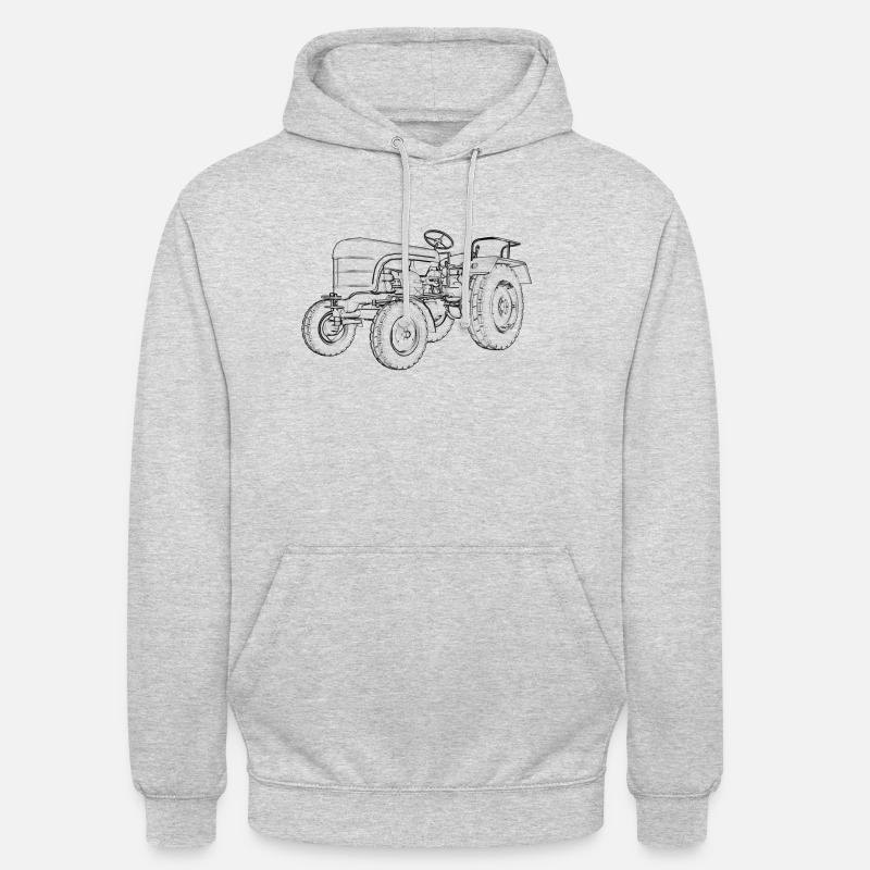 Le dessin d’un tracteur. - Sweat-shirt à capuche unisexe - gris clair chiné