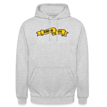 Born in 1954 - Unisex Hoodie - light heather grey - Front - Alina (178cm) & Michal (187cm)