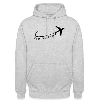 First Time Flyer - Unisex Hoodie - light heather grey - Front - Alina (178cm) & Michal (187cm)