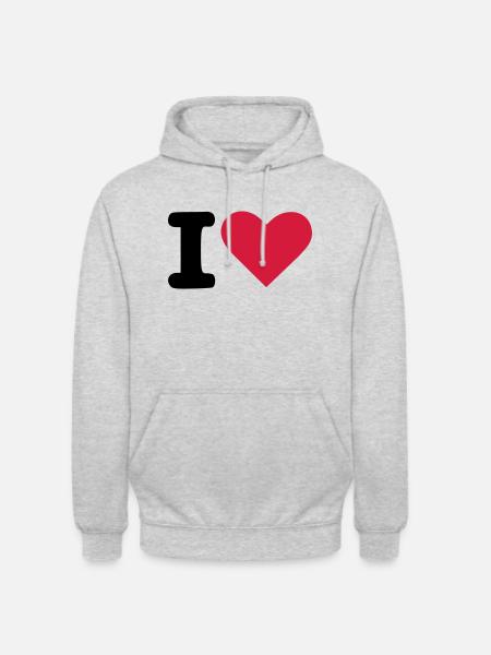 i love - Unisex Hoodie - Hellgrau meliert