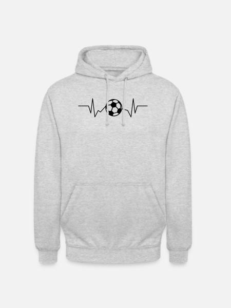 Herzschlag Fussball - Unisex Hoodie - Hellgrau meliert