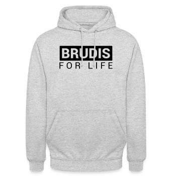 Brudis for life / Brudi - Unisex Hoodie - Hellgrau meliert - Vorne - Alina (178cm) & Michal (187cm)