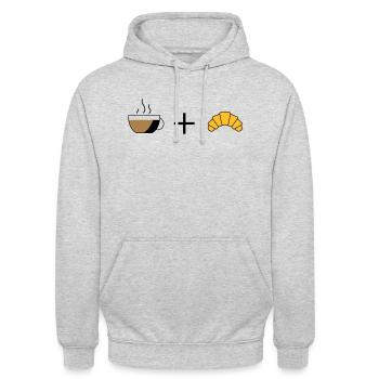Café et croissant - Sweat-shirt à capuche unisexe - gris clair chiné - Devant - Alina (178cm) & Michal (187cm)