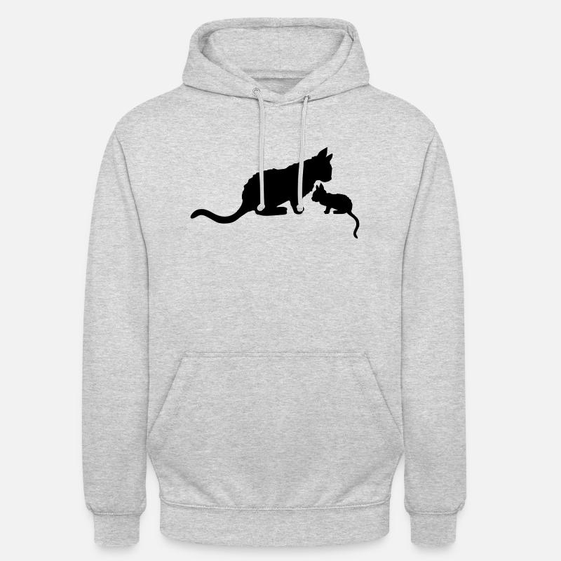 Mama Cat Chat Silhouette - Sweat-shirt à capuche unisexe - gris clair chiné
