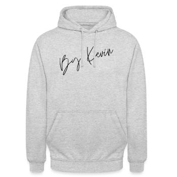 By Kevin Noir - Sweat-shirt à capuche unisexe - gris clair chiné - Devant - Alina (178cm) & Michal (187cm)