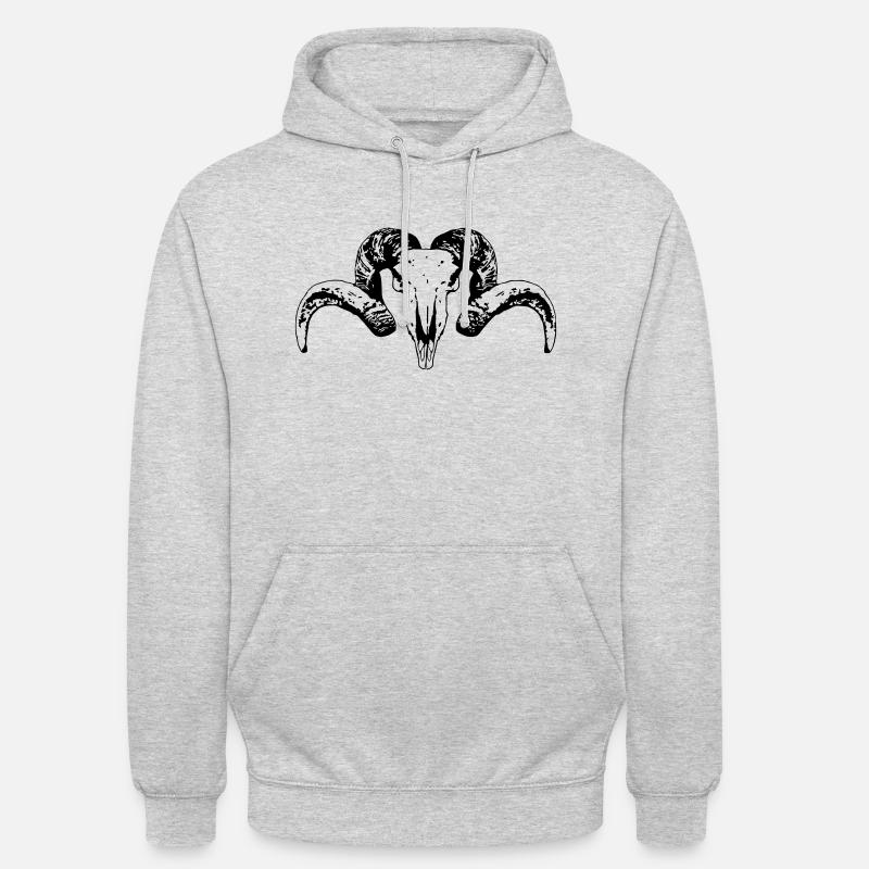 Crâne noir de chèvre 5 - Sweat-shirt à capuche unisexe - gris clair chiné